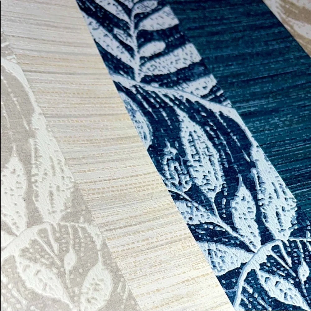 8 Large Leaf Patterned & Barnaby Textured Wallpaper sheets - Up to 17.5”x16”